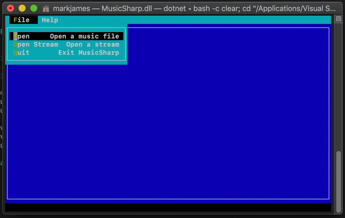MusicSharp first build running on macOS Catalina