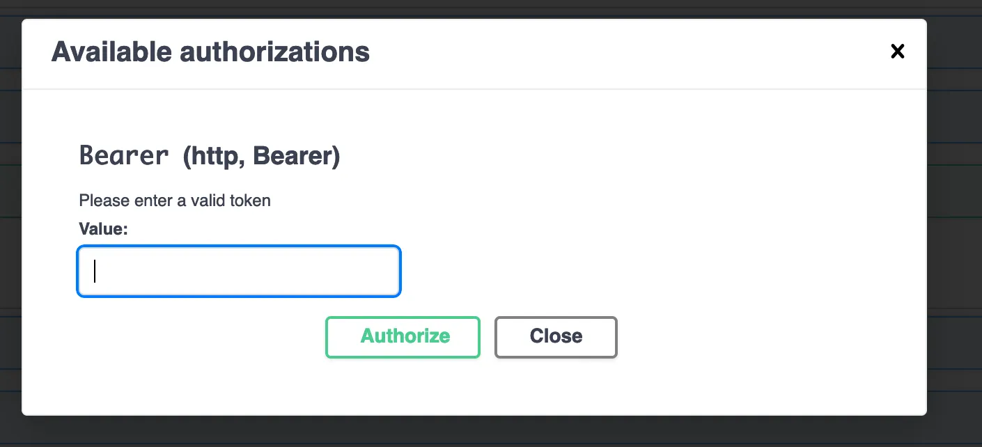 Swagger bearer token options